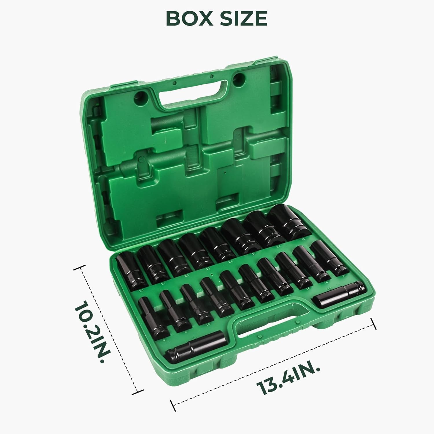 20PCS 1/2 Inch Impact Sockets Set Drive Metric 8mm-32mm Deep 6-Point Set w/ Case