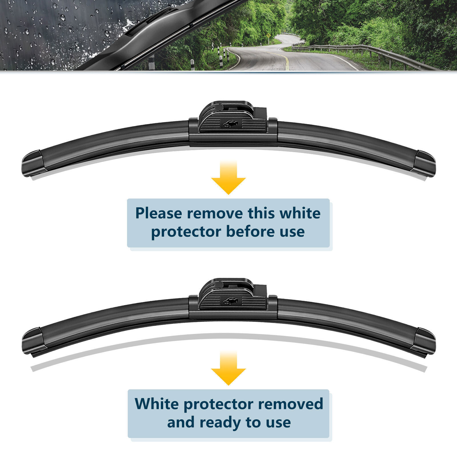 19″&19″ Windshield Wiper Blades Premium OEM Hybrid silicone J-Hook High Quality
