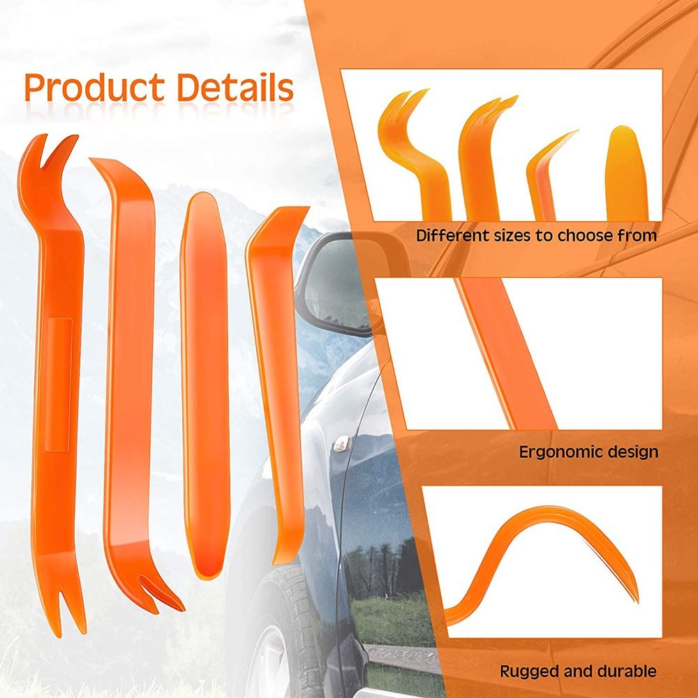 Auto Trim Removal Tool Set Door Panel Clip Pry Crowbar Radio Installer Tool