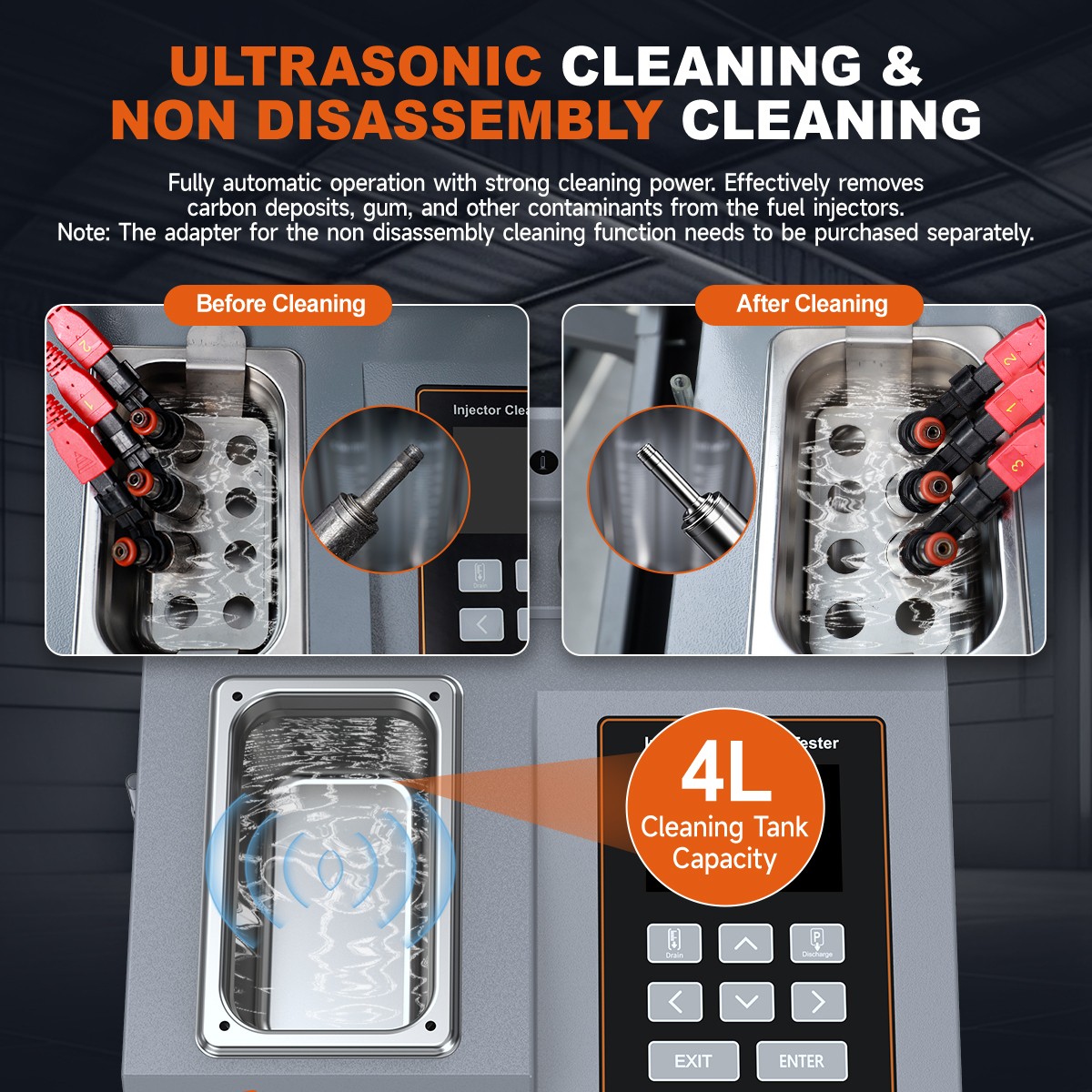 FOXWELL JT400 JT600 Fuel Injector Tester Cleaner Ultrasonic Cleaning Machine Kit