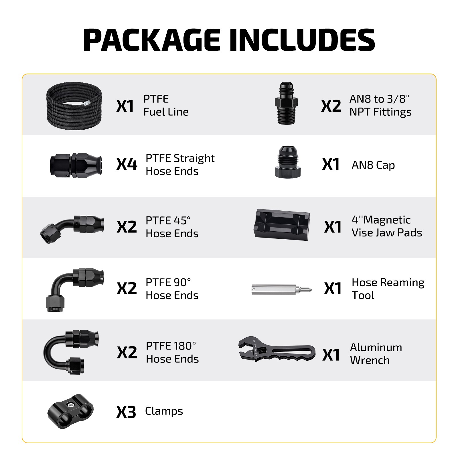 6AN-8AN-10AN PTFE Fuel Line Kit E85 Nylon Braided Fuel Hose Kit 10FT-20FT-30FT