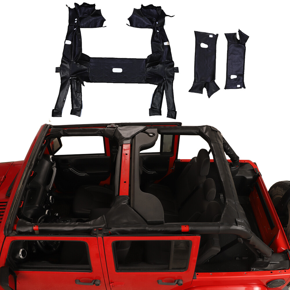 PU Leather Roll Bar Cover Full Padding Kit For 2007-2018 Jeep Wrangler JK 4Door