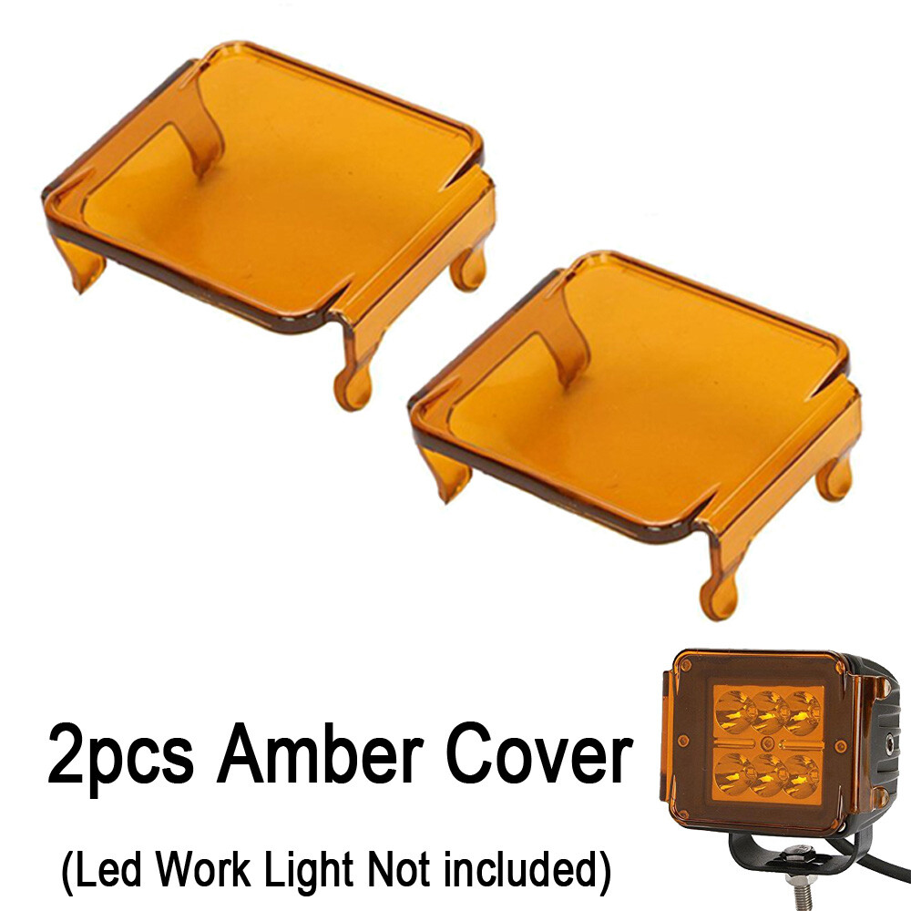 2x LED Work Light Bar Amber LENS Cover For 3X3″ 12W Square Cube Pods Fog Lamp