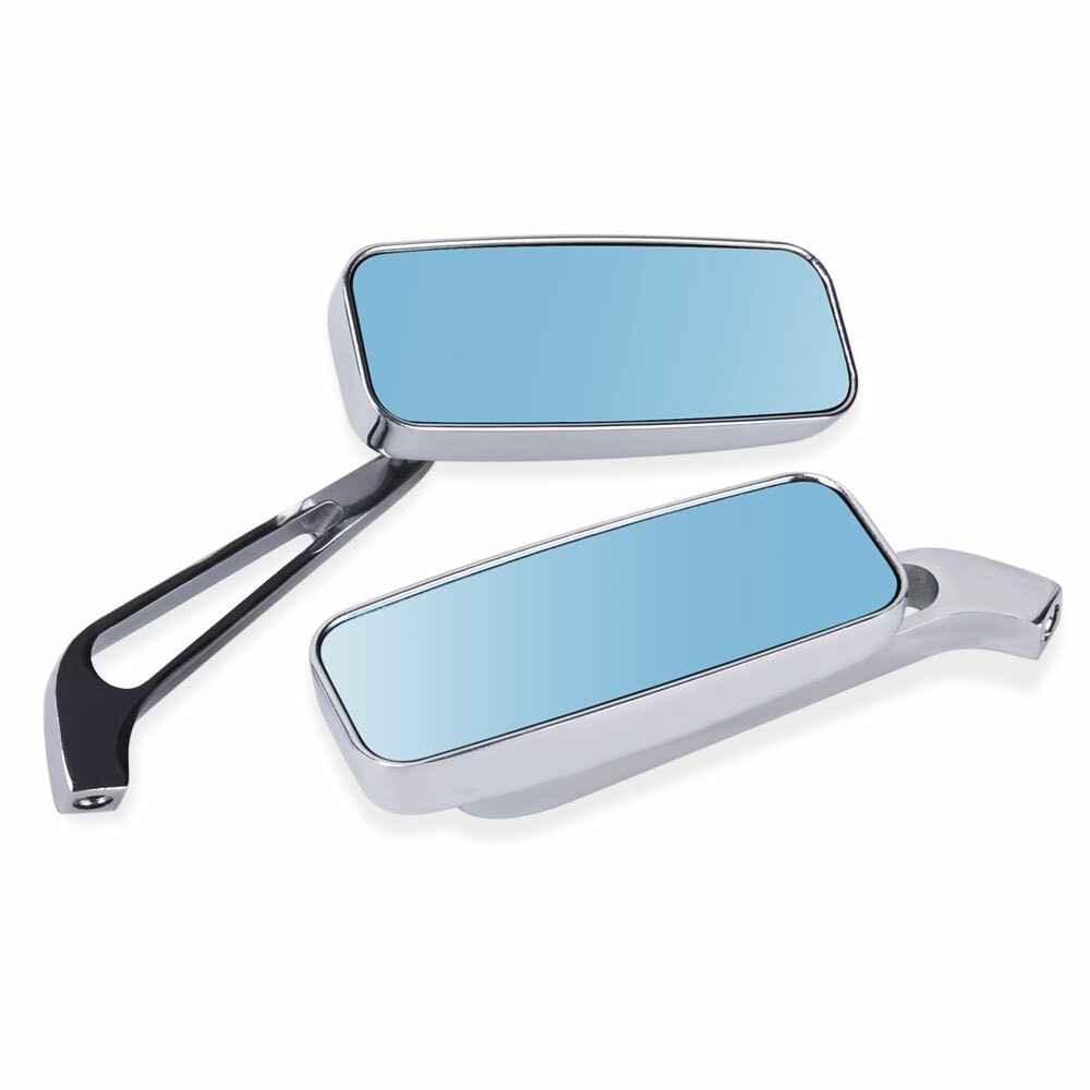 Chrome Rectangle Motorcycle Rearview Side Mirrors For Harley Honda Suzuki Yamaha