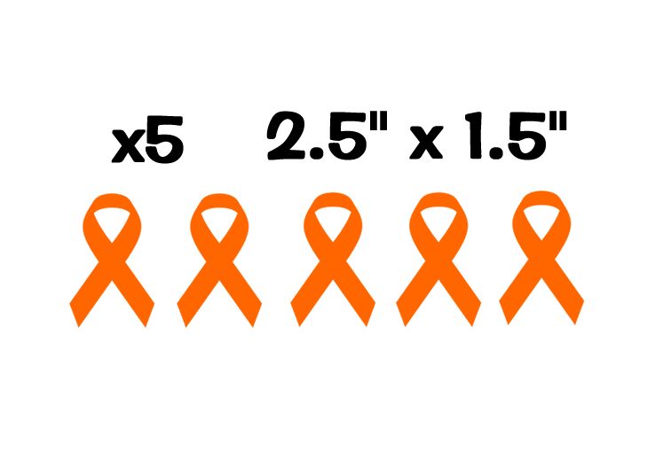 x5 Leukemia Cancer Ribbons Orange Pack Vinyl Decal Stickers 2.5″ x 1.5″