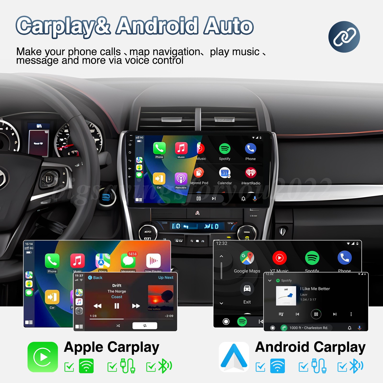 For 2012-2014 Toyota Camry Android 16 Apple Carplay Car Stereo Radio 2+64GB GPS