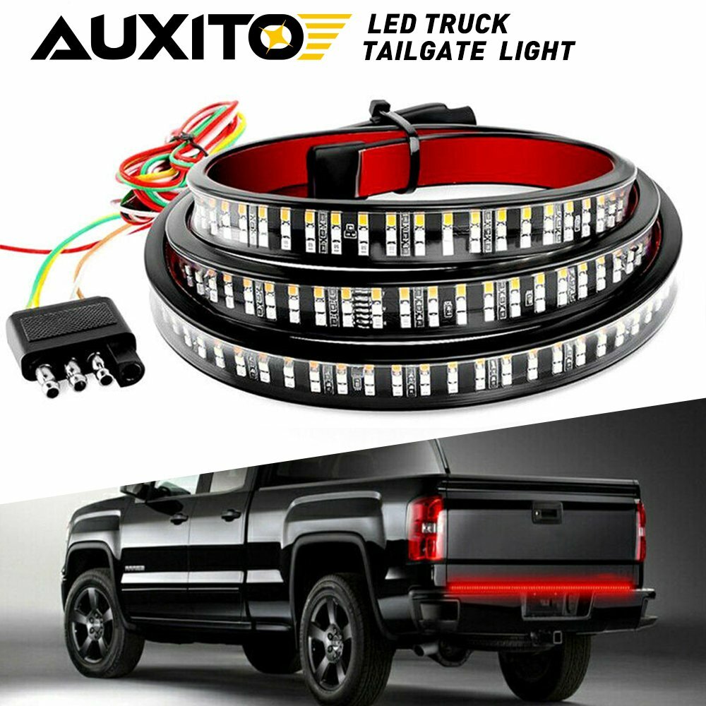 LED Tailgate Light Bar 60″ Triple Row 5-Function Strip for Pickup Trailer SUV