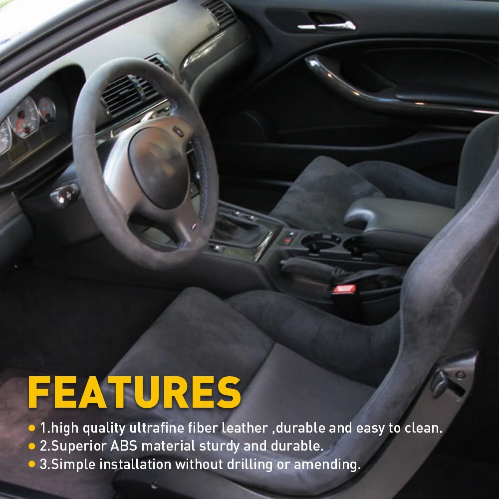 Black PU Leather Armrest Center Console Lid Cover For BMW E46 3 Series 1999-2005