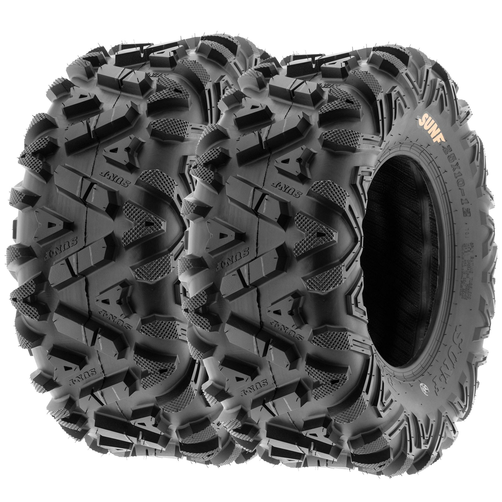 Set of 2, 25×11-10 25x11x10 ATV UTV SxS All Terrain 6 Ply Tires A033 by SunF
