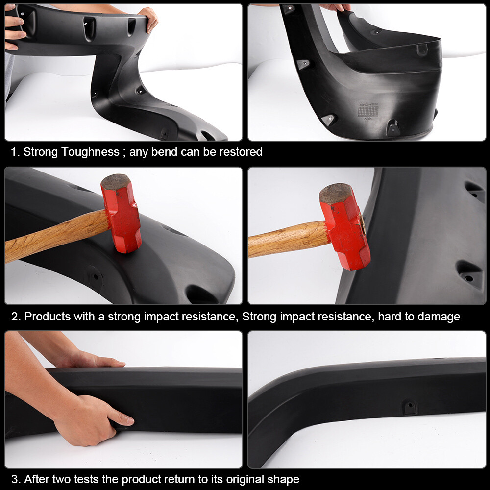 FIT FOR 09-22 DODGE RAM 1500 3″ SMOOTH POCKET-RIVETED WHEEL FENDER FLARES 4PCS