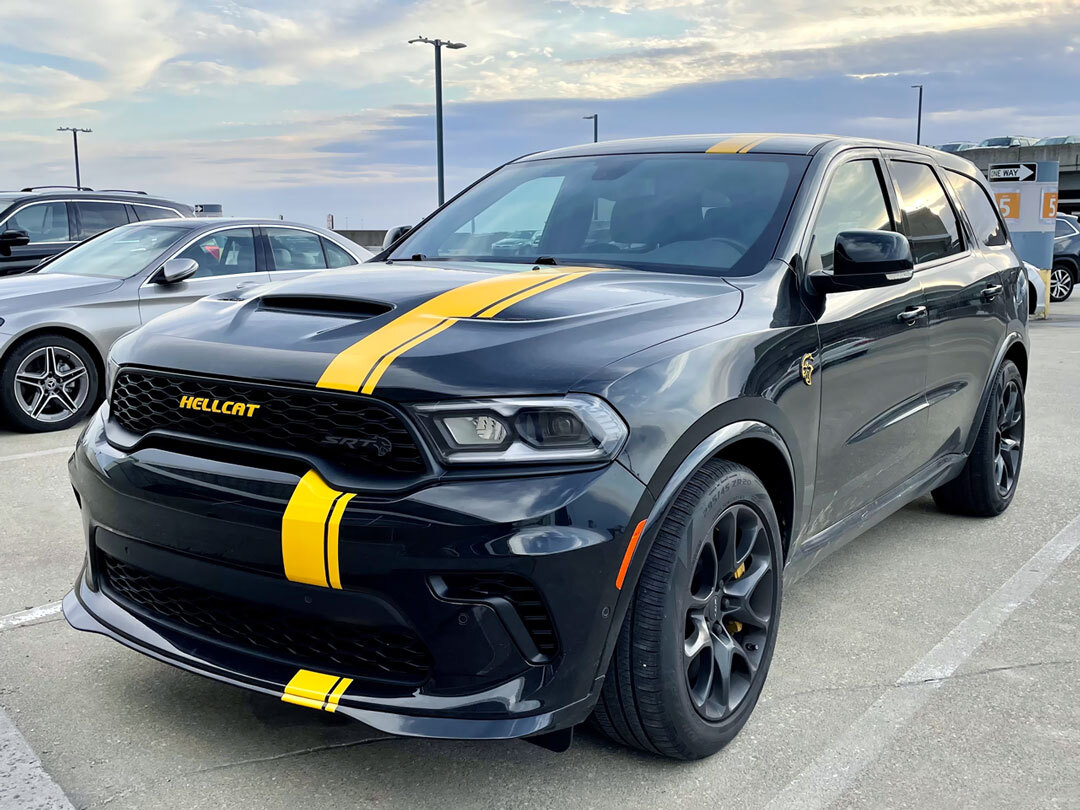 Gloss Yellow SRT Rally Racing Stripes Graphic Decals For Dodge Durango 2011-2024