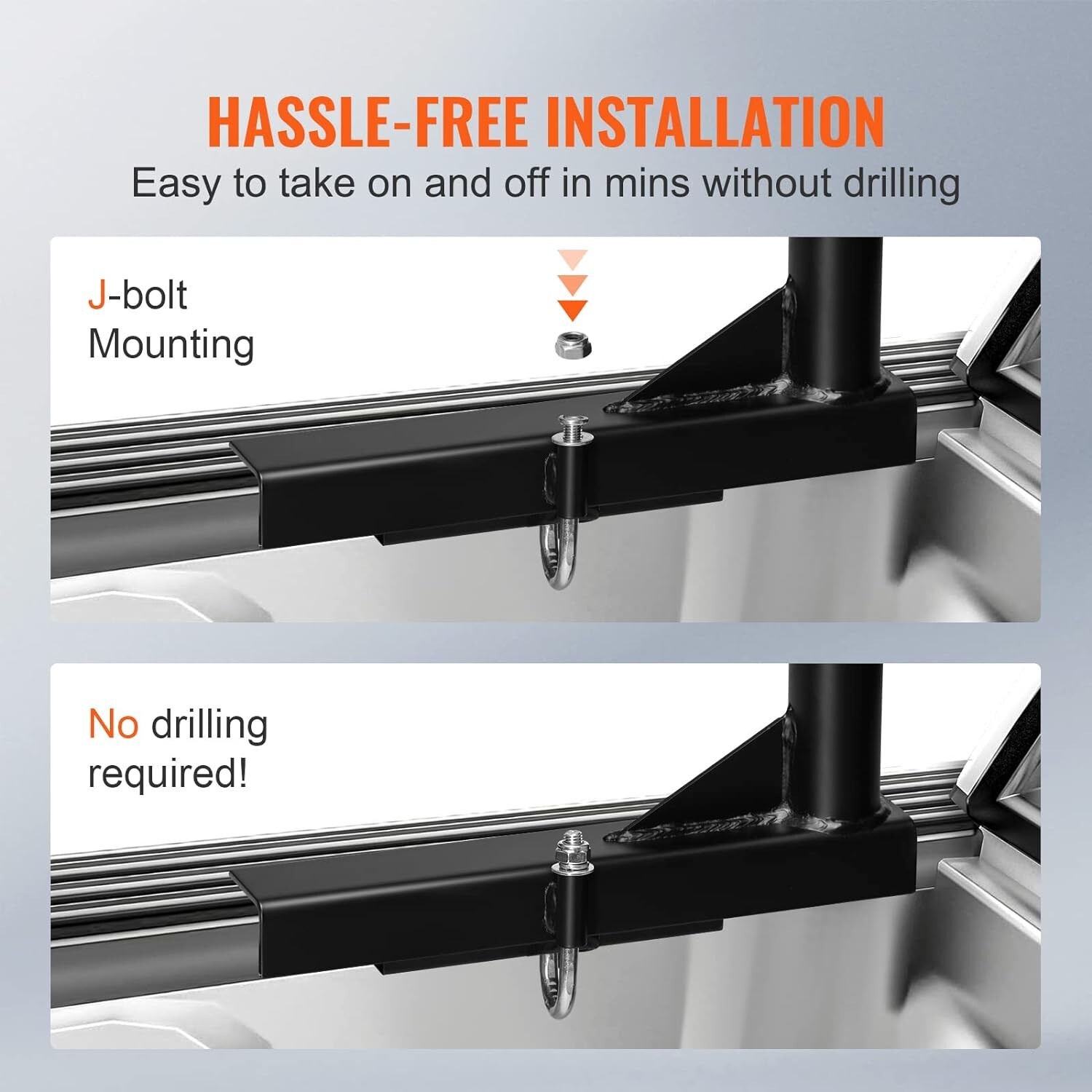 800 lbs Truck Ladder Rack – Extendable Width 46-71 inch, No-Drill Installation