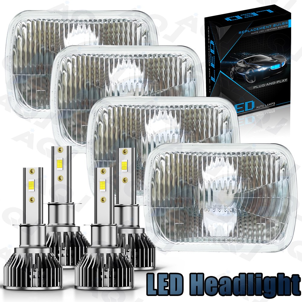 Fit For GMC R3500 1988-1991 DOT / SAE APPROVED 4PCS LED Headlights Hi/Lo Beam