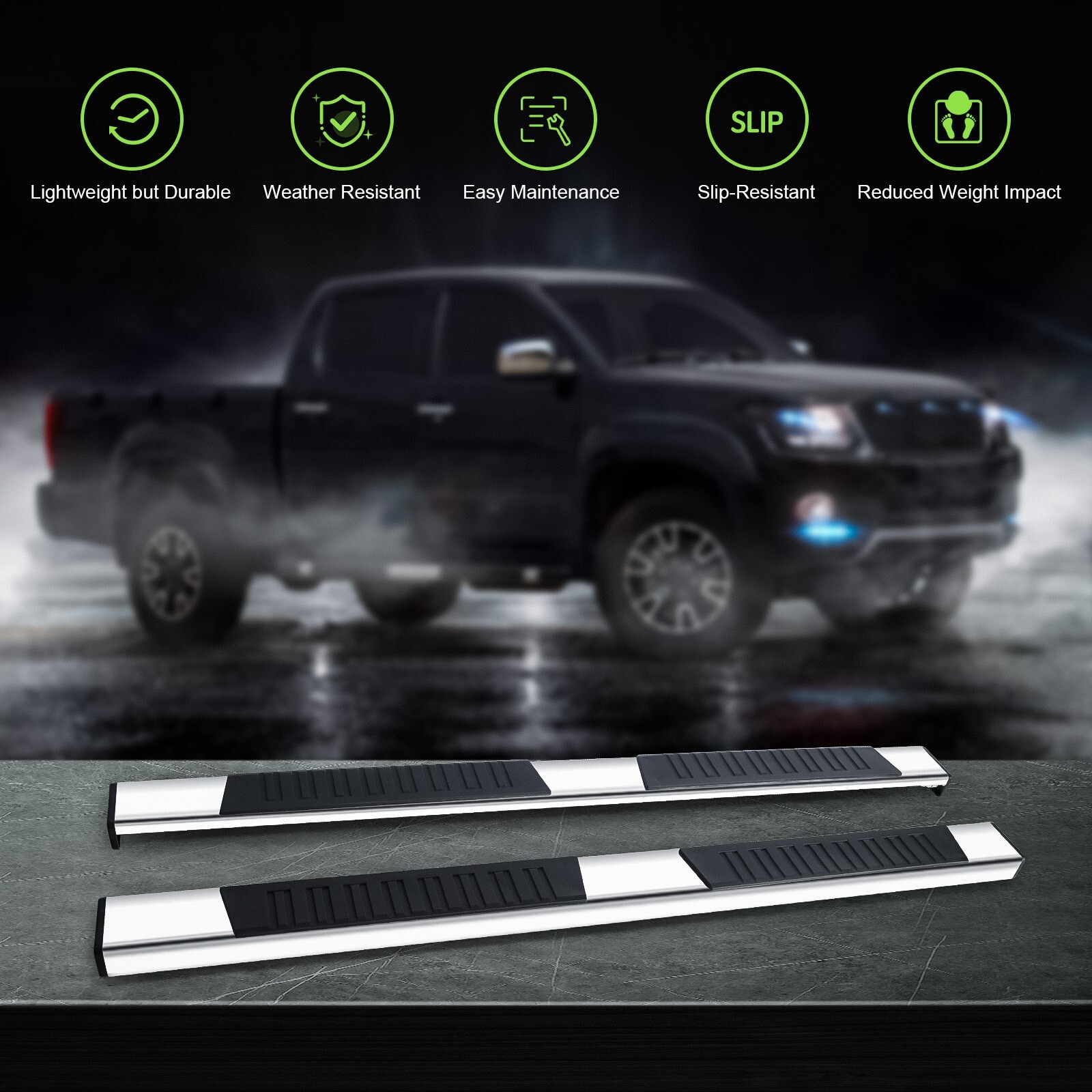 Fit 2020-2024 Chevy Silverado Ext/Double Cab 6″ Chrome Running Boards Side Steps