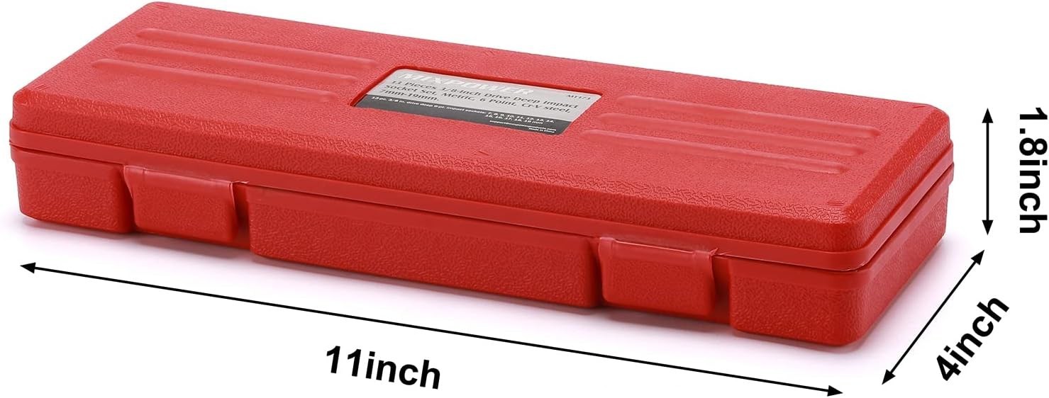 13 Pieces 3/8-Inch Drive Deep Impact Socket Set, 7mm to 19mm, CR-V, Metric, 6…
