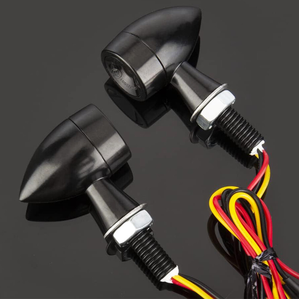 Motorcycle LED Bullet Mini Turn Signals Brake Blinker Light Indicator Amber+Red