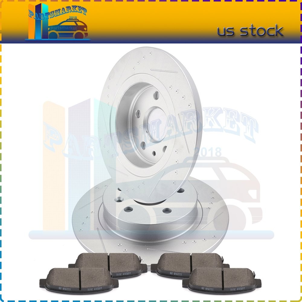 Rear Brake Discs Rotors & Ceramic Pads Fits Buick Encore Chevrolet Trax Slot
