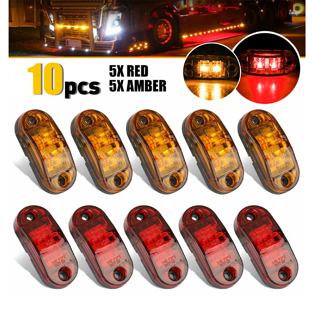 Amber/Red/White LED Car Truck Trailer RV Oval 2.5″ Side Clearance Marker Lights
