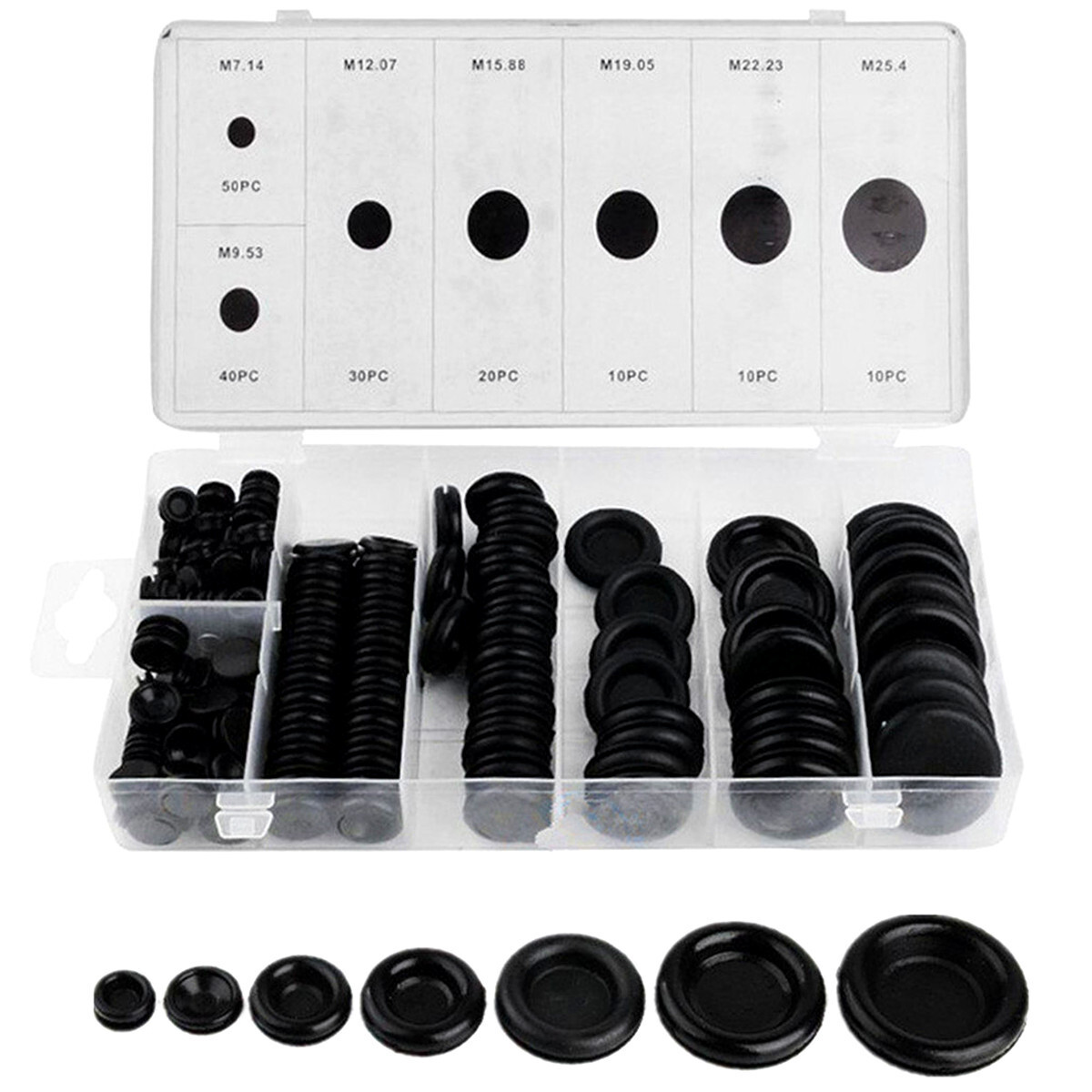 Car Rubber Grommet Firewall Hole Plug Electrical Wire Gasket 170Pcs/Set Black