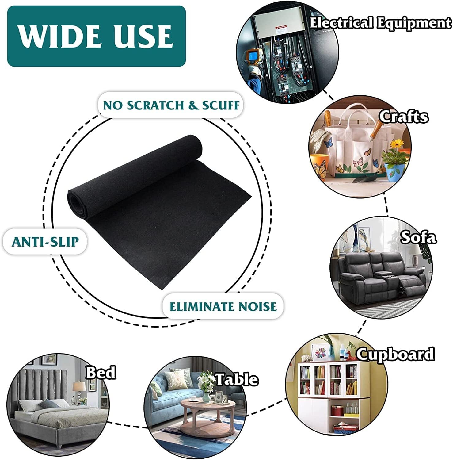 70.8″× 39″ Black Carpet Resists Stains Nonwoven Liner upholstery Fabric 19 Sqft