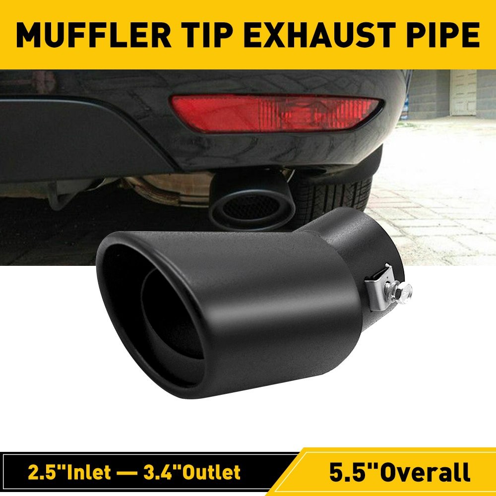 Car Exhaust Pipe Rear Tip Tail Throat Muffler Stainless Steel Bend Accessories B