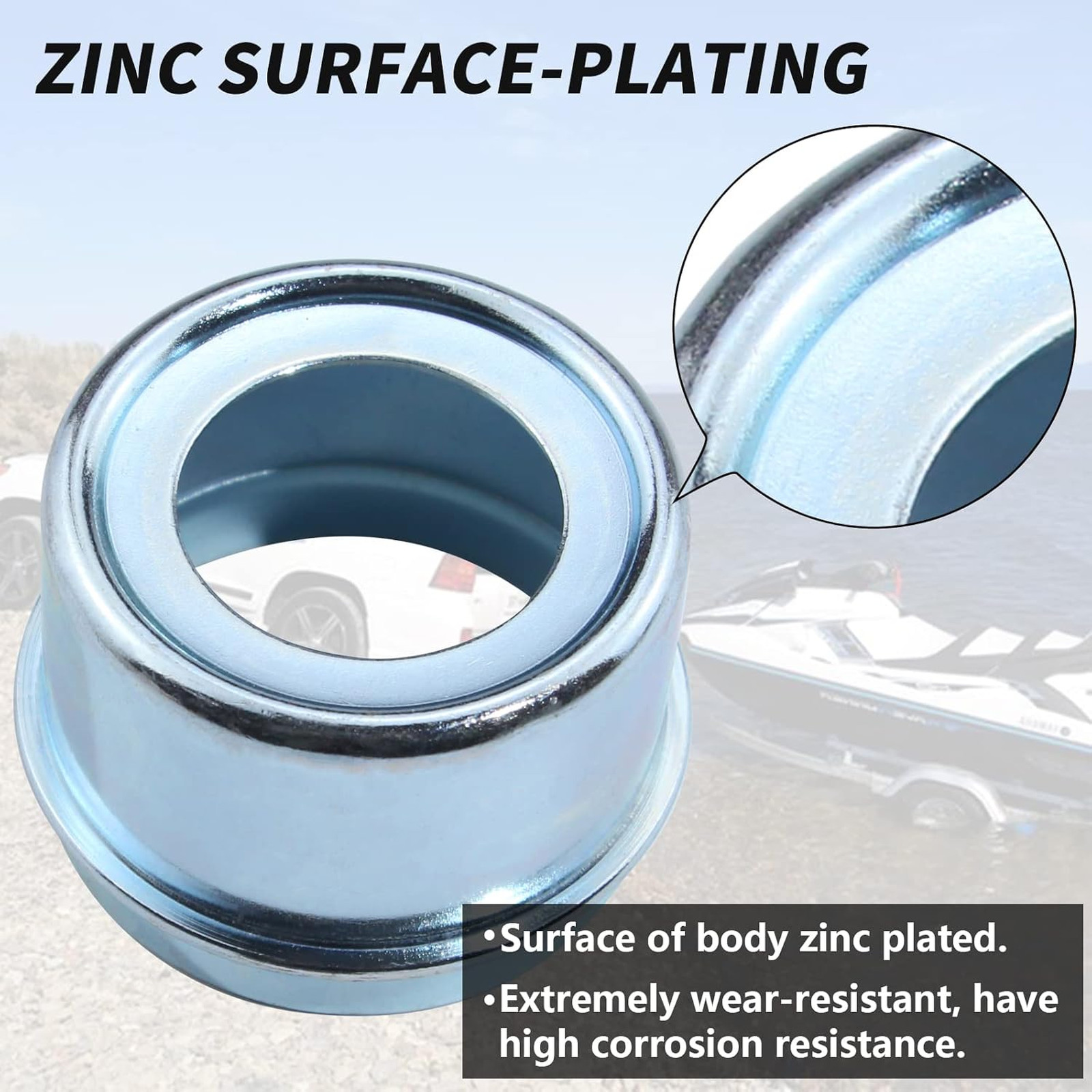 Trailer Hub Cap 1.98 Inch Dust Cover for 2000 to 3500 Pound Axles, Steel, Grease