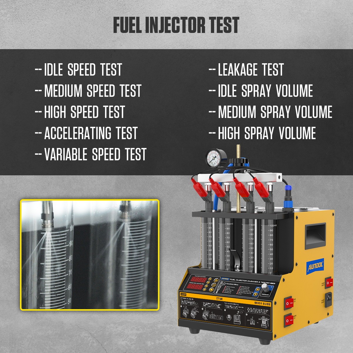 AUTOOL CT160 Fuel Injectors Cleaner Tester Ultrasonic Heating Cleaning Machine