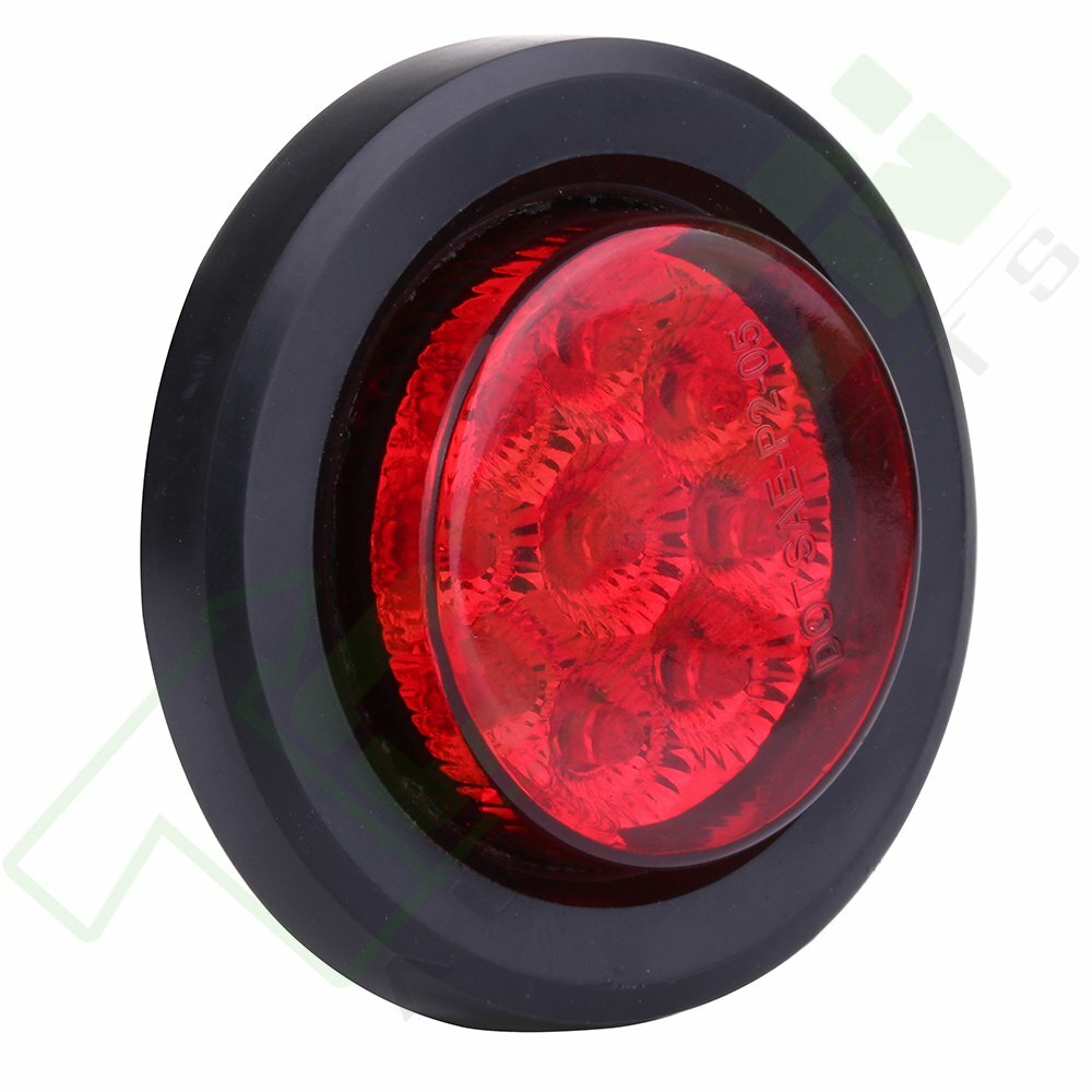 16pcs Red Amber 2″ Round LED Side Marker Clearance Light Trailer 9 LED w/Grommet