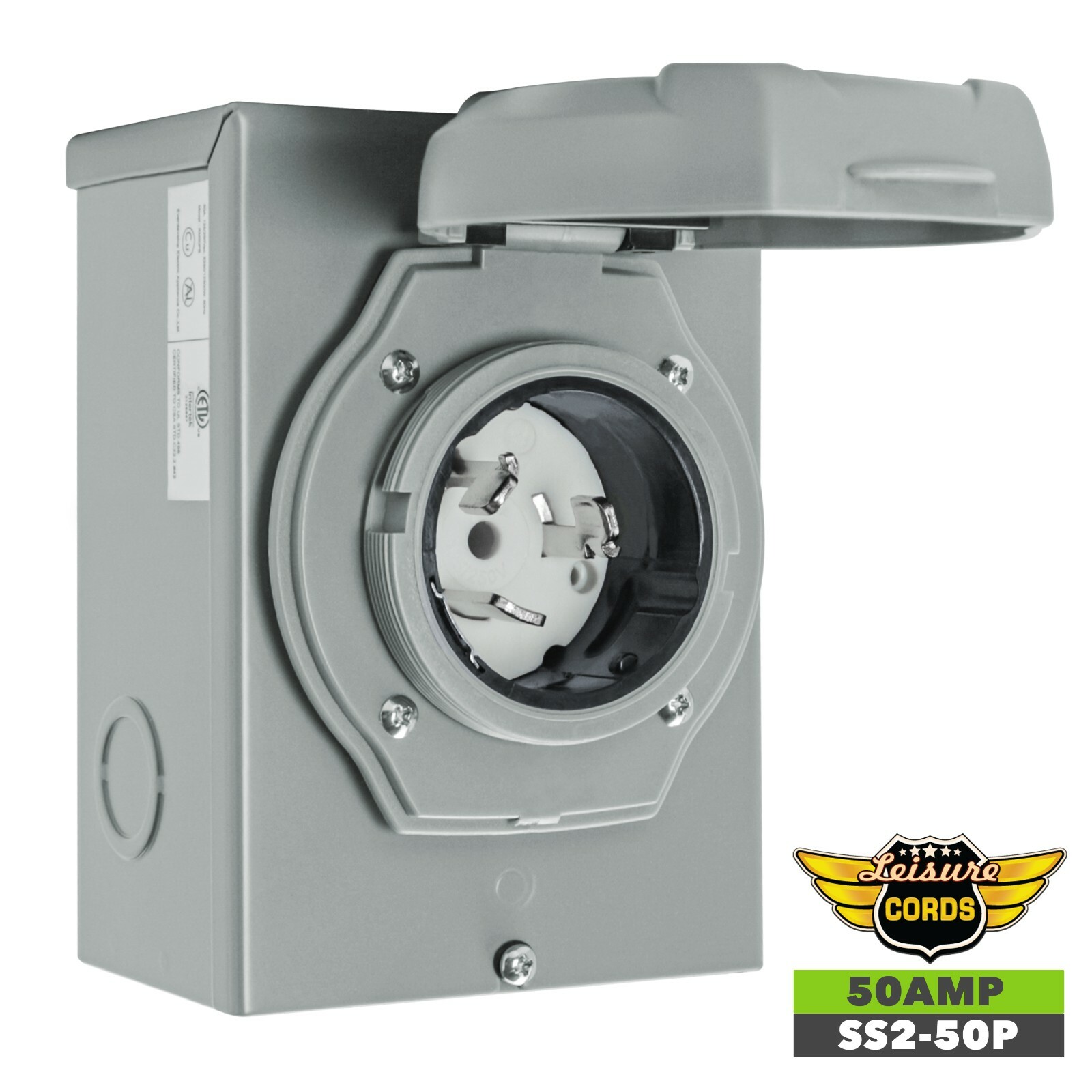 ETL Listed 50 AMP Power Box for Generator RV SS 2-50P 12500 Watts Leisure Cords