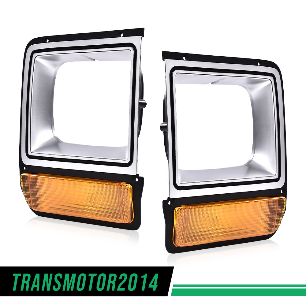 Fit For Dodge Pickup Truck Headlight Headlamp Bezel Pair w/ Corner Parking Light