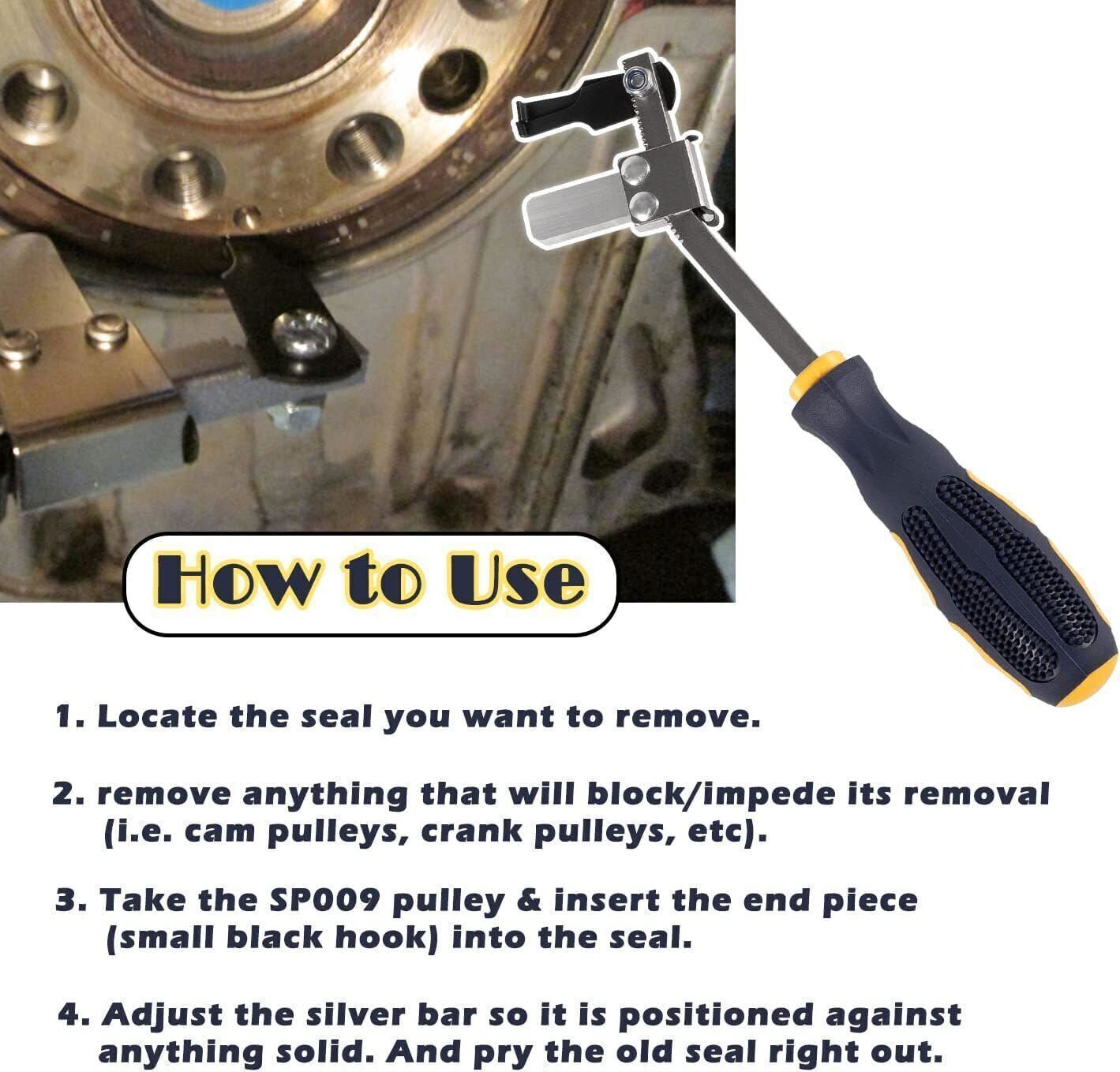 Shaft Type Seal Puller W/ Spare Hook Crankshaft Camshaft Remover Auto Tool 58430