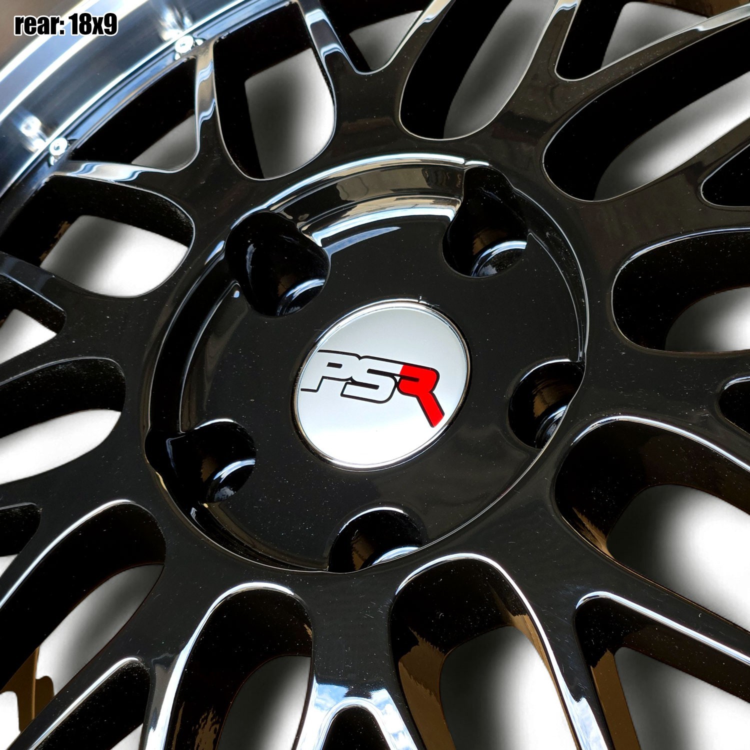 18″ Gloss Black PSR wheels 18×8 18×9 +35mm 5×120 staggered LM style 1025 BMW