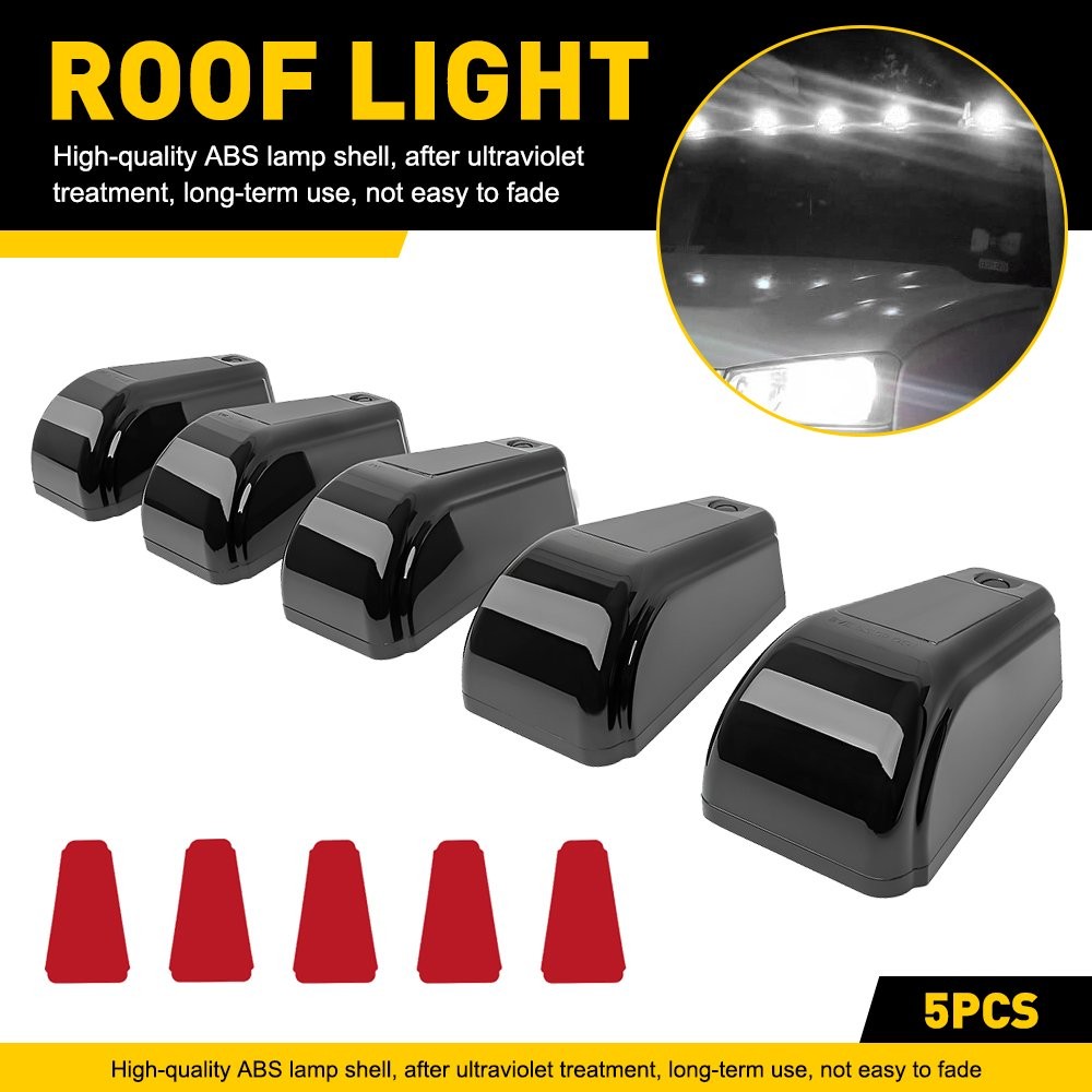 ABS+PC+LED Light Roof Cab White Lamps 5PCS Fits Pickups SUVs Excellent Material