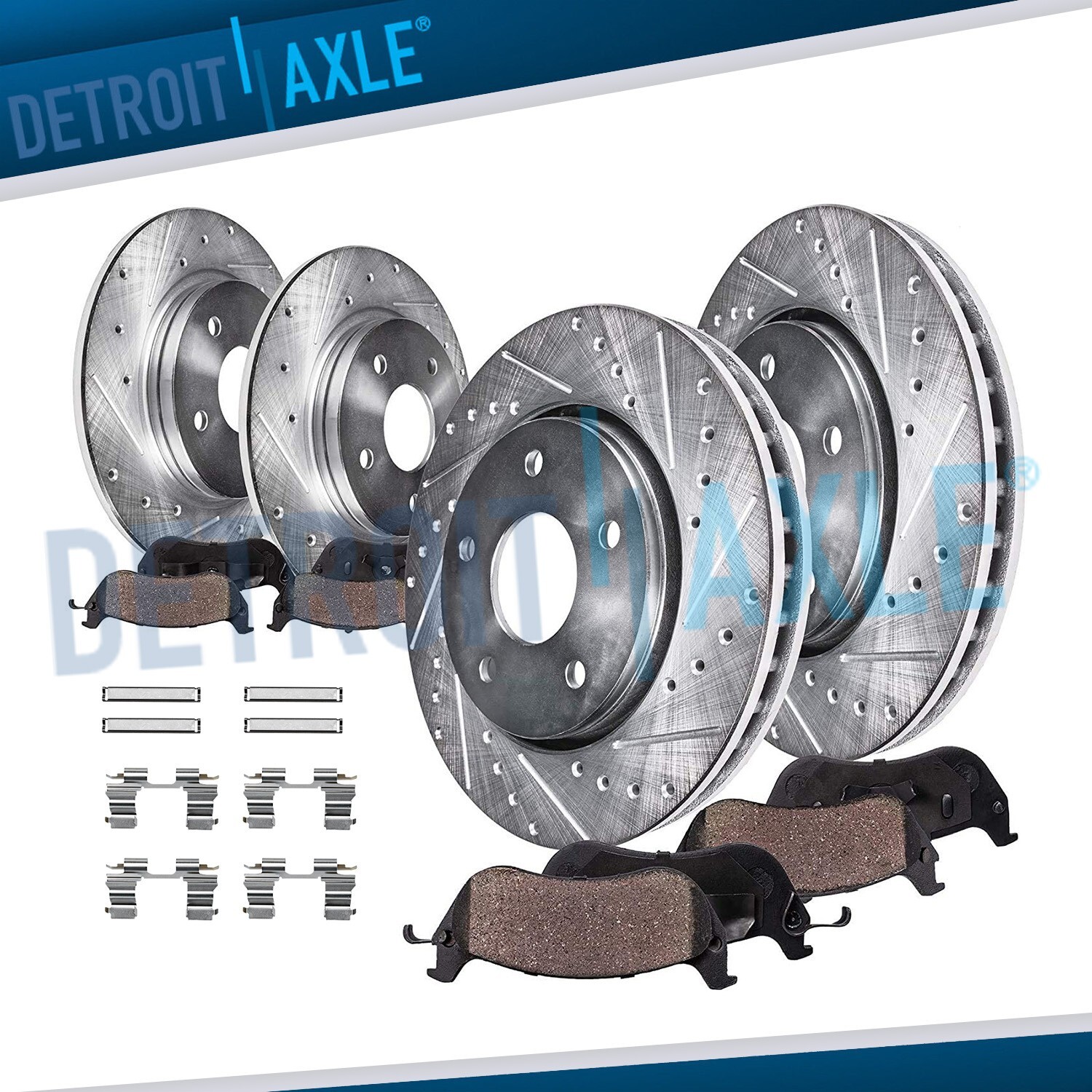 Front and Rear Drilled Rotors + Brake Pads for Mercury Mountaineer Ford Explorer