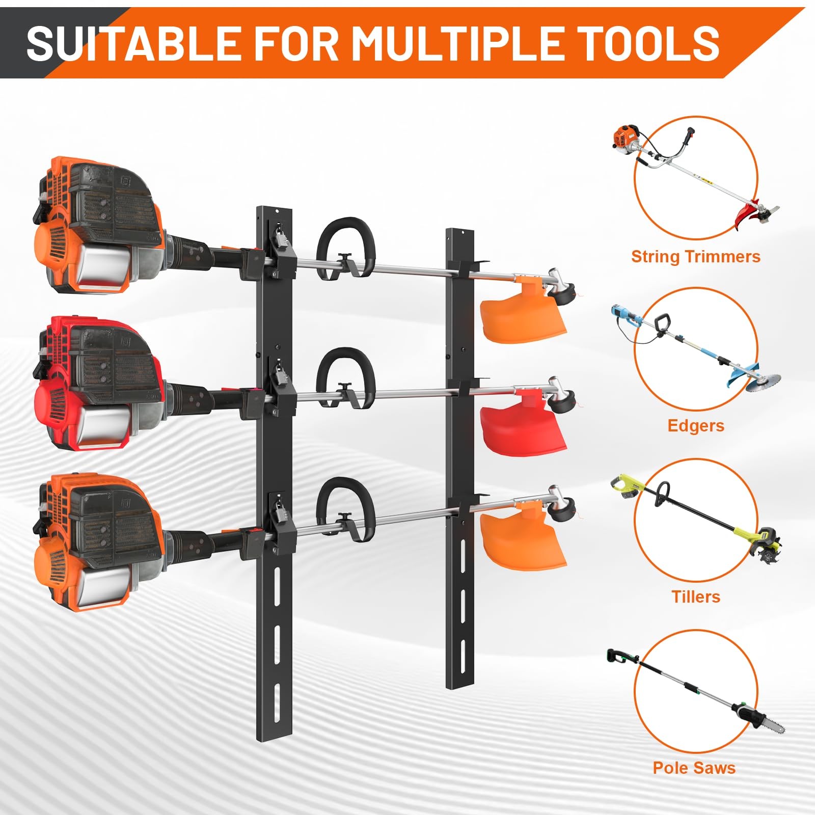 Weed Eater Rack 3 Place Heavy Duty Rust Proof Combination Locks ZS-054 ZSLTLDU