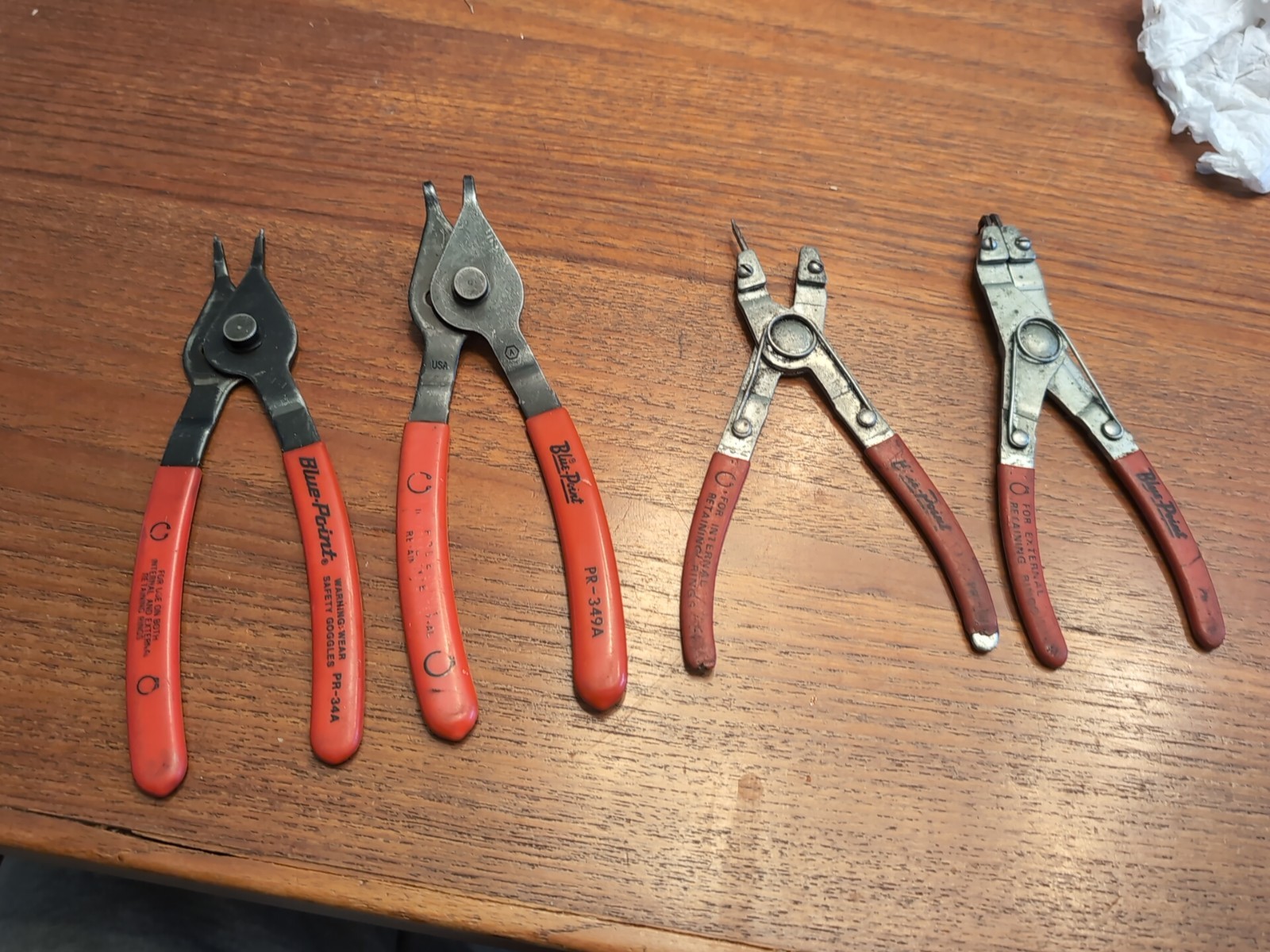 Lot 4x BLUE-POINT SNAP-RING PLIERS PR-34A PR-349A Plus 2 Extras