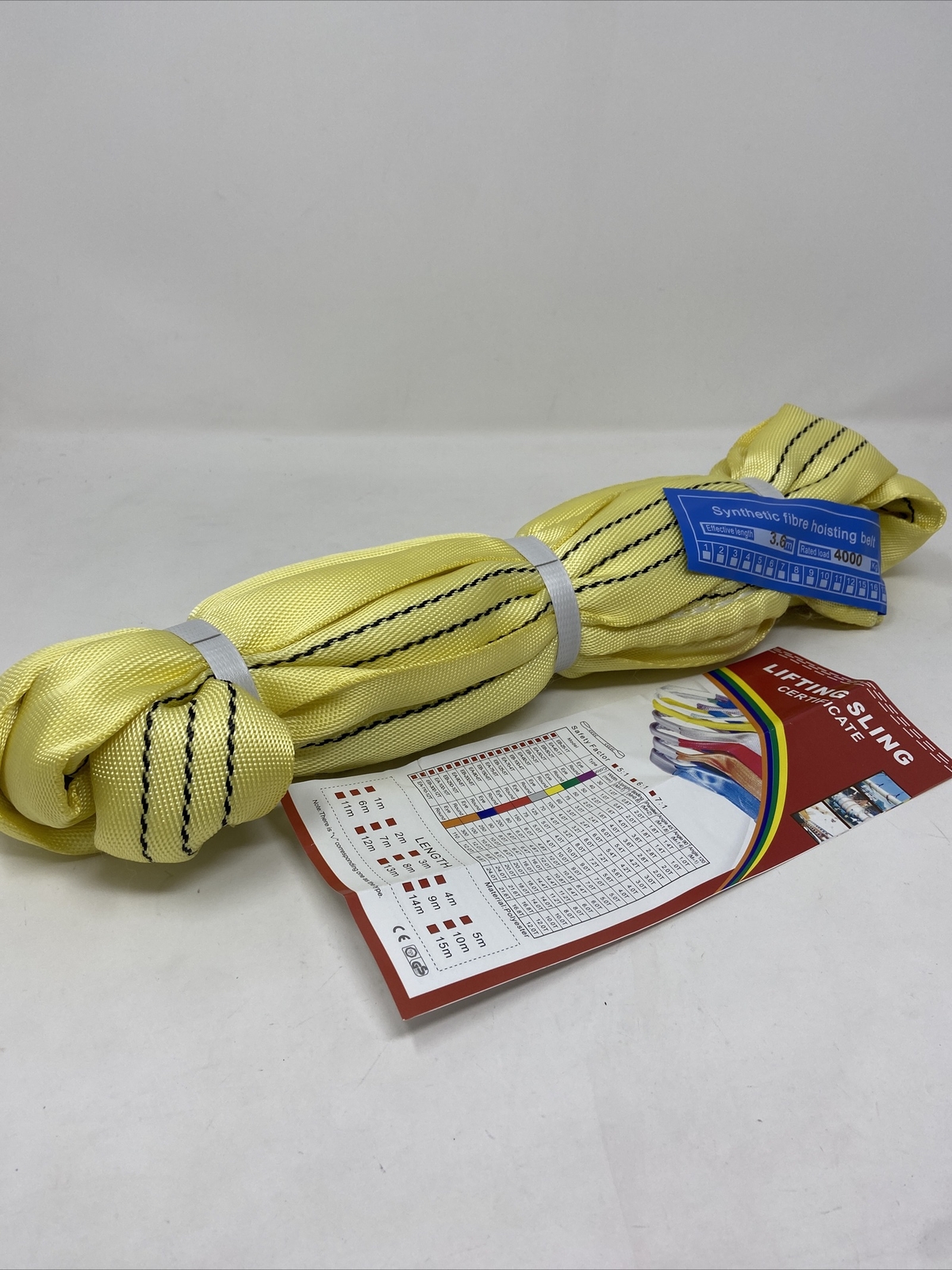 Synthetic Fiber Fibre Hoisting Belt Yellow Web Lifting Sling Tow Strap 8800 Lbs
