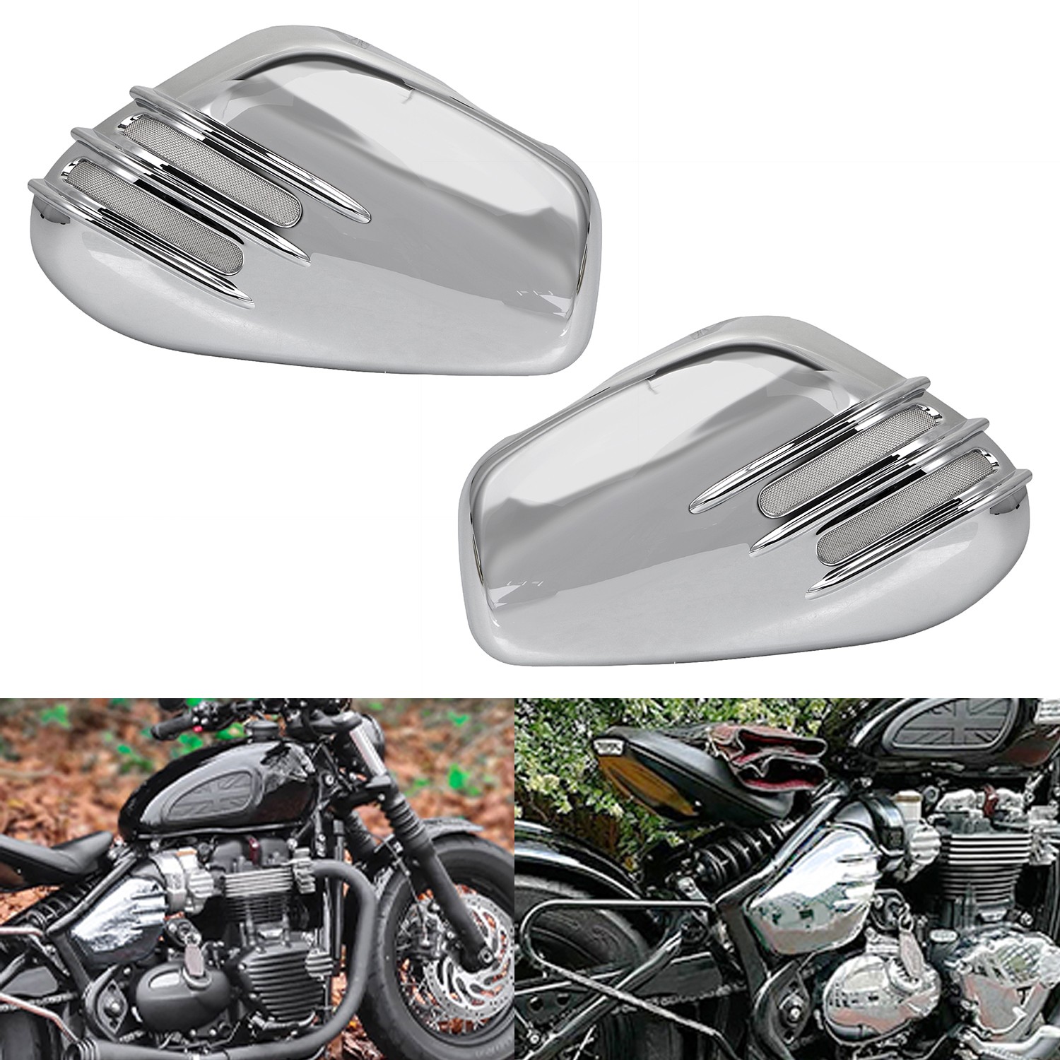 Chrome ABS Left & Right Battery Side Fairing Cover For Bobber & Speedmaster 1200
