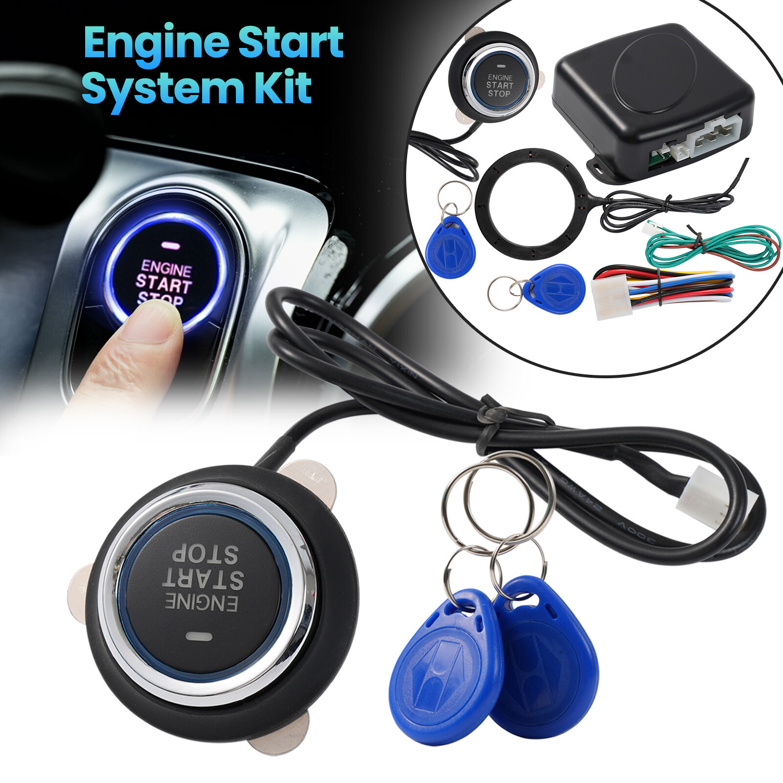 12V RFID Engine Start Car Ignition Switch Push Button Keyless Entry Starter Kit