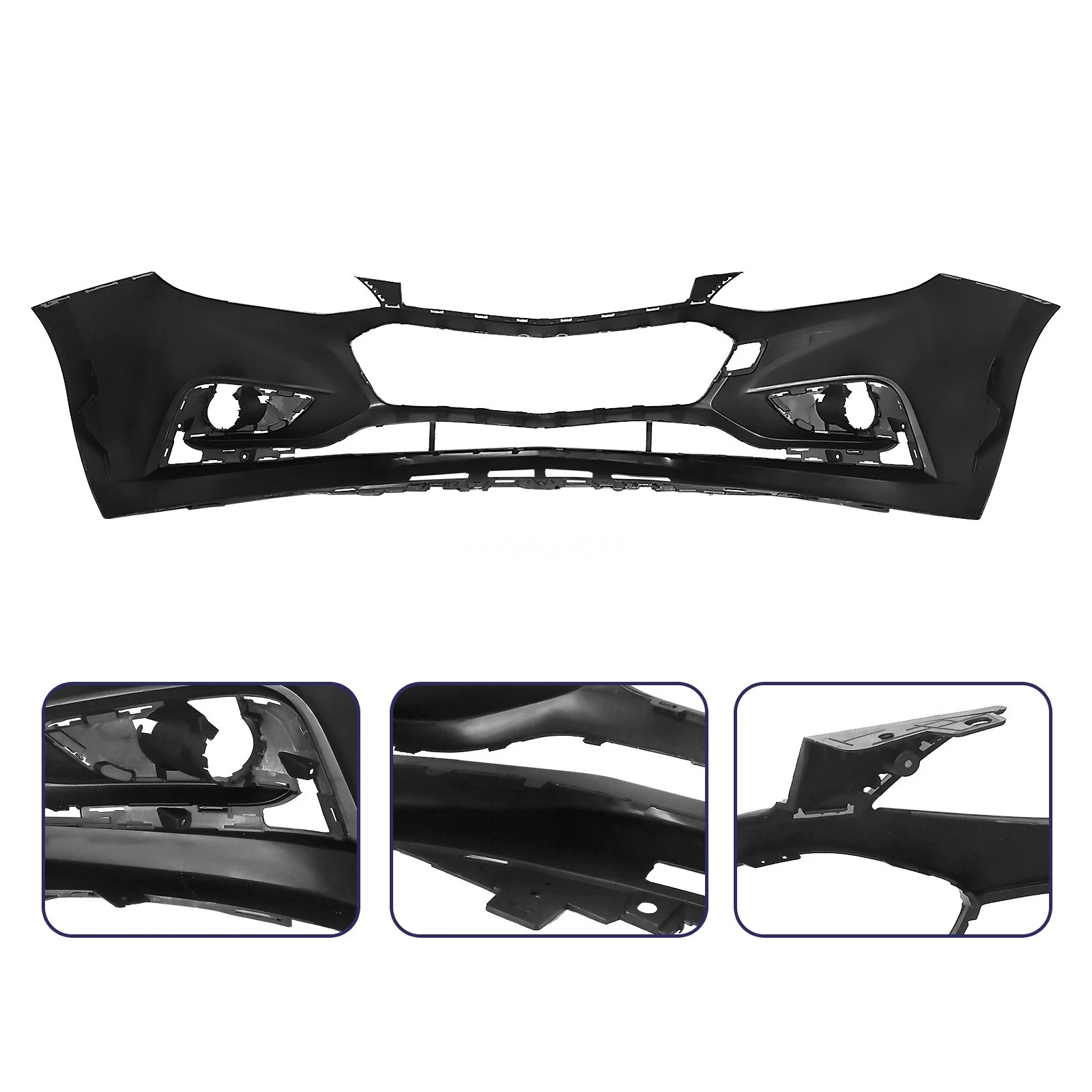 Front Bumper Cover Upper Lower Grille Set For 2016-2018 Chevrolet Chevy Cruze