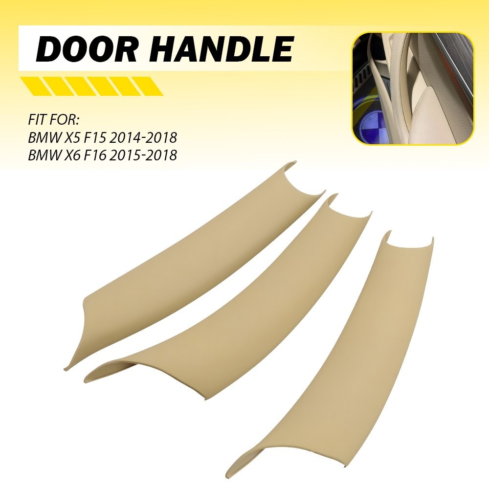 3Pcs Interior Door Pull Handle Cover Trim Beige Fit For BMW X5 F15 X6 F16 14-18