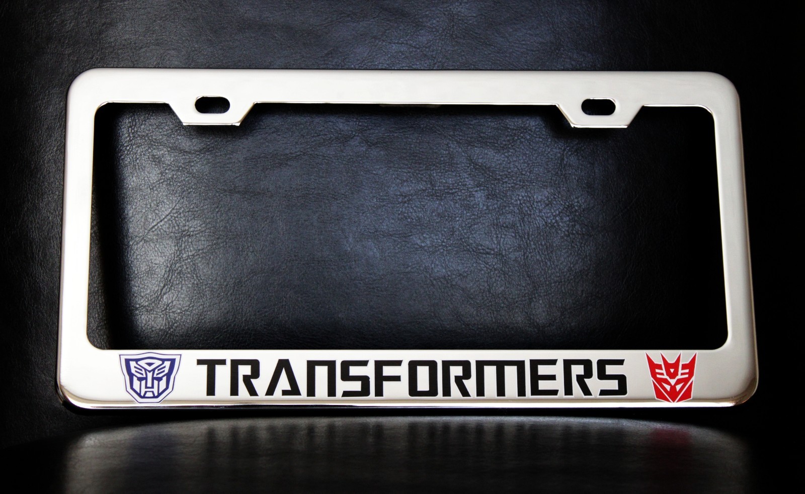 “TRANSFORMERS” License Plate Frame, Custom Made of Chrome Plated Metal
