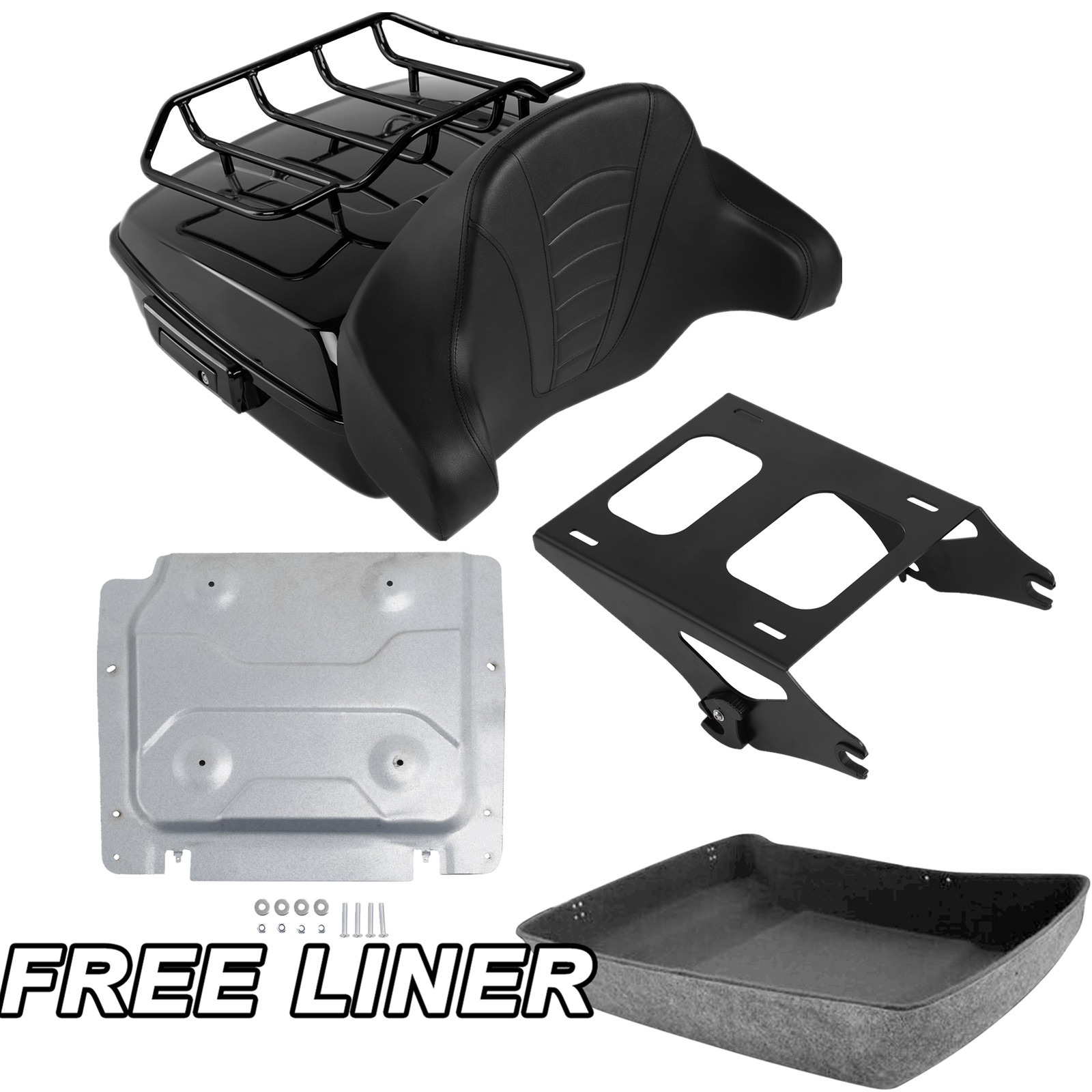 Chopped Trunk Pad Mount Rack Base Plate For Harley Davidson Touring Glide 14-25