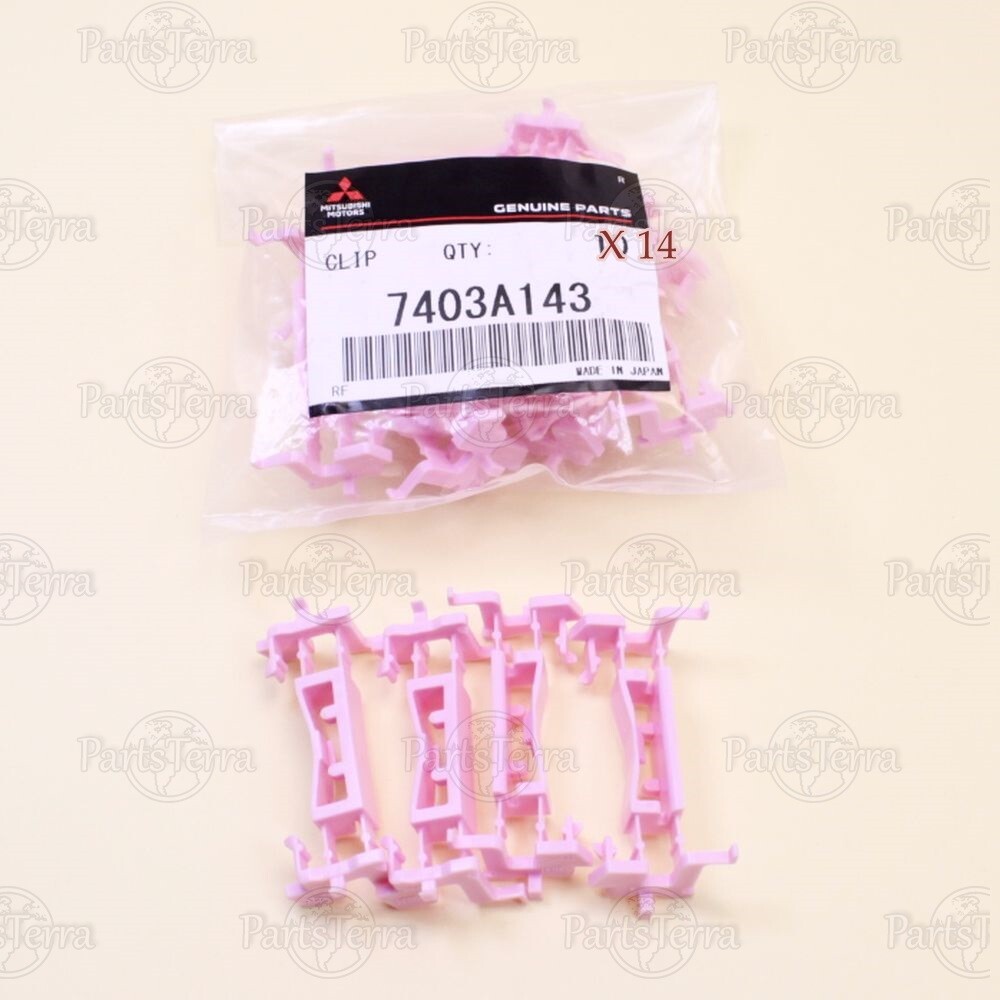 NEW GENUINE MITSUBISHI LANCER PINK PLASTIC DRIP ROOF MOLDING CLIPS 7403A143 -x14