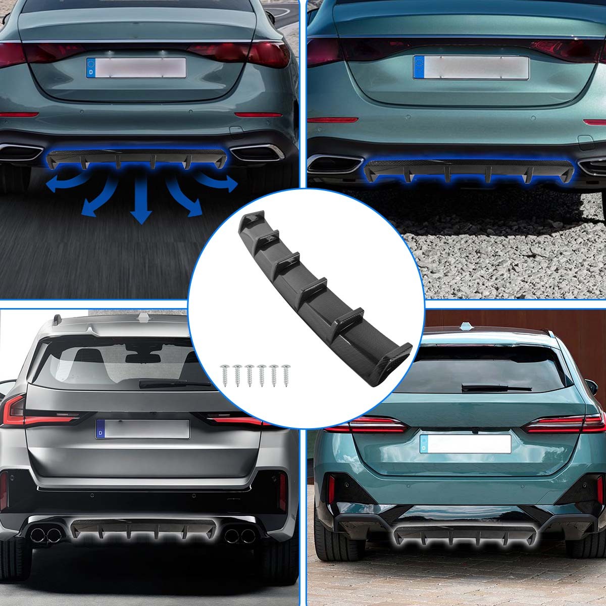 For Mazda CX-30 CX-5 CX-50 CX-9 Carbon Fiber Rear Bumper Lip Diffuser 6-Fins