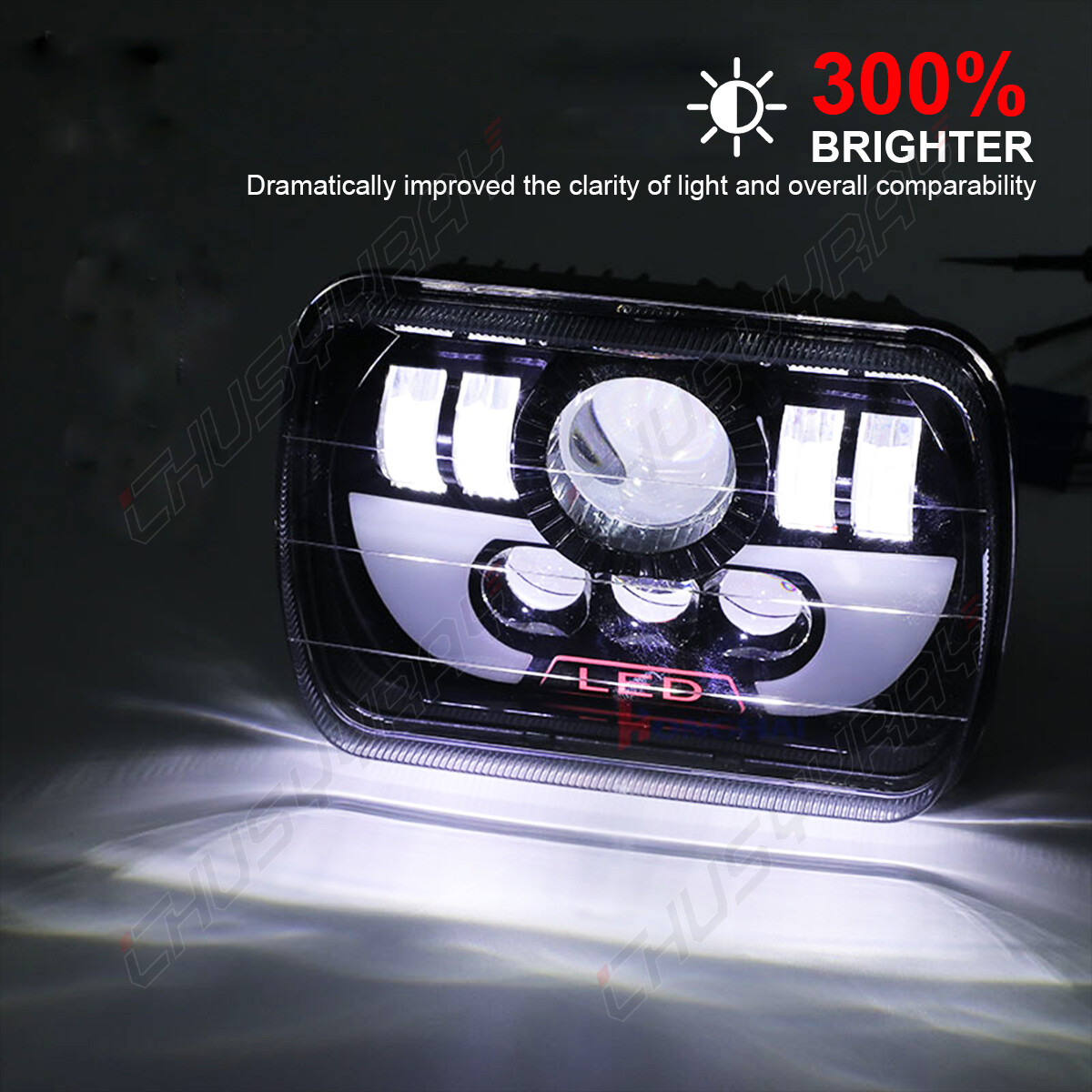 Rectangular 5×7 7×6″ LED Headlights High/Low Beam For Pontiac Firebird 1982-1990