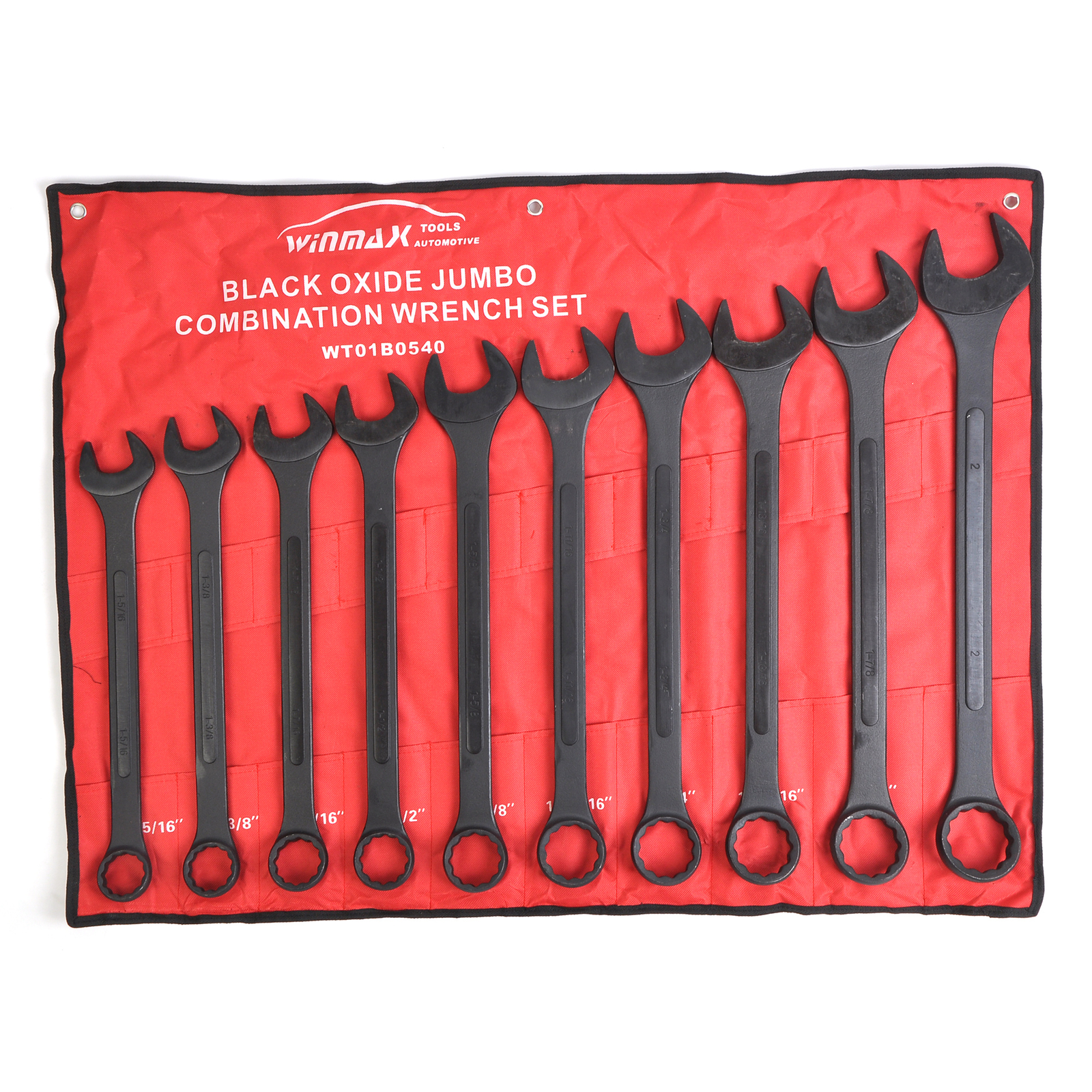 1-5/16″ – 2″ SAE Black-Oxide Jumbo Combo Wrench Set Heat-treated Steel Tool 10PC