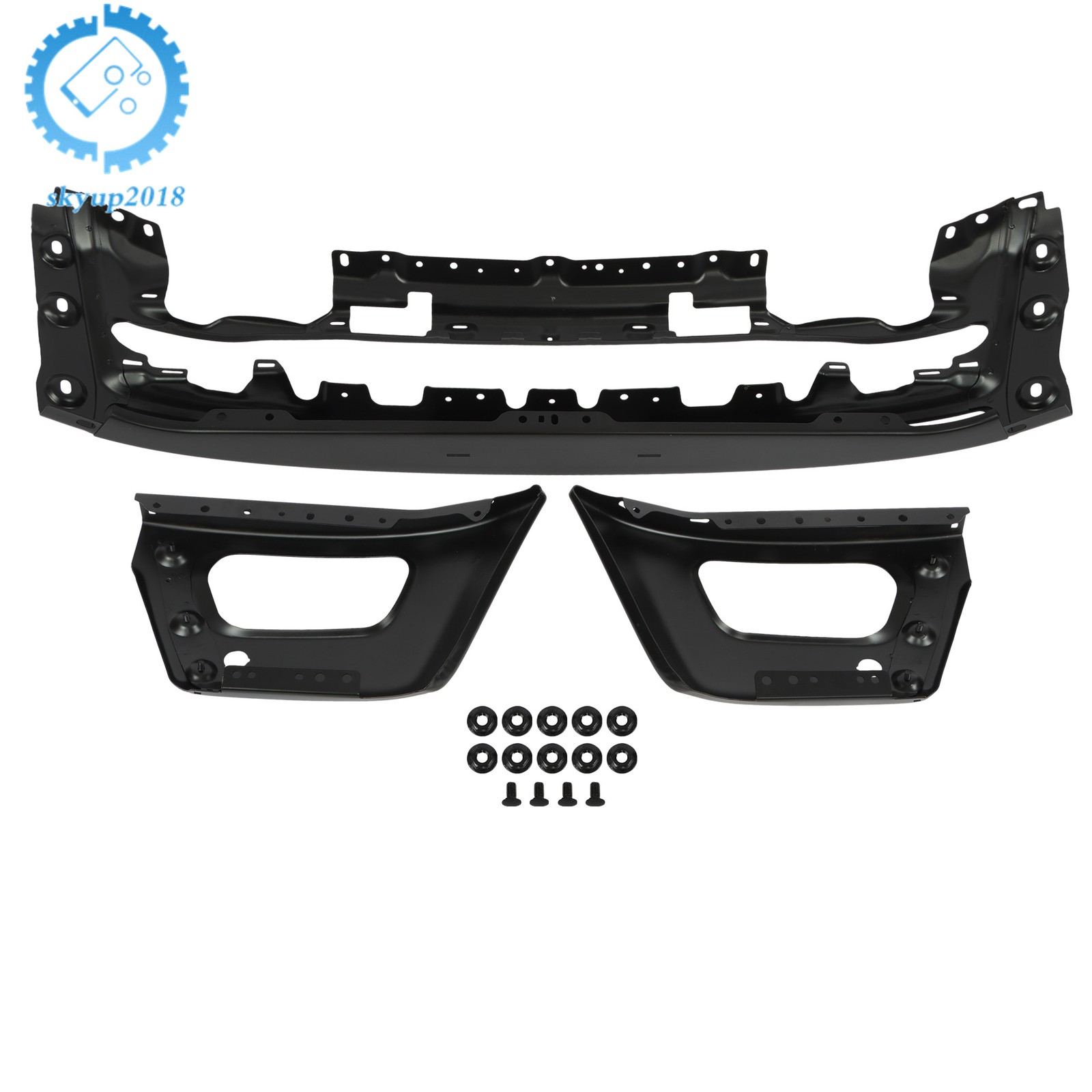 Front Bumper Face Bar Steel Split For Ford Ranger 2019-2023 Black W/ Sensor Hole