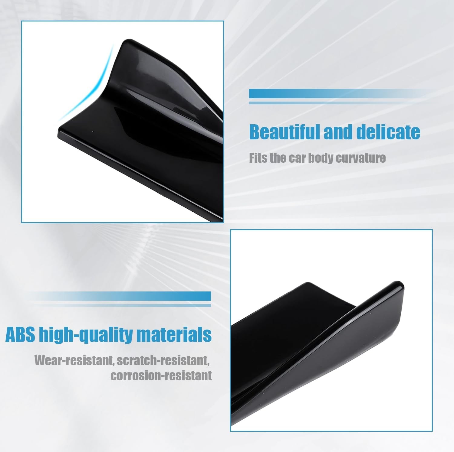2 PCS Rear Bumper Lip Guards DIY Car Exterior Decoration, Bright Black