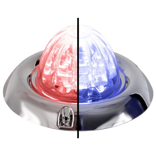 Legendary 3-1/2 Glass Watermelon Red-Blue-Clear 4 Wire LED Light W/ Bezel